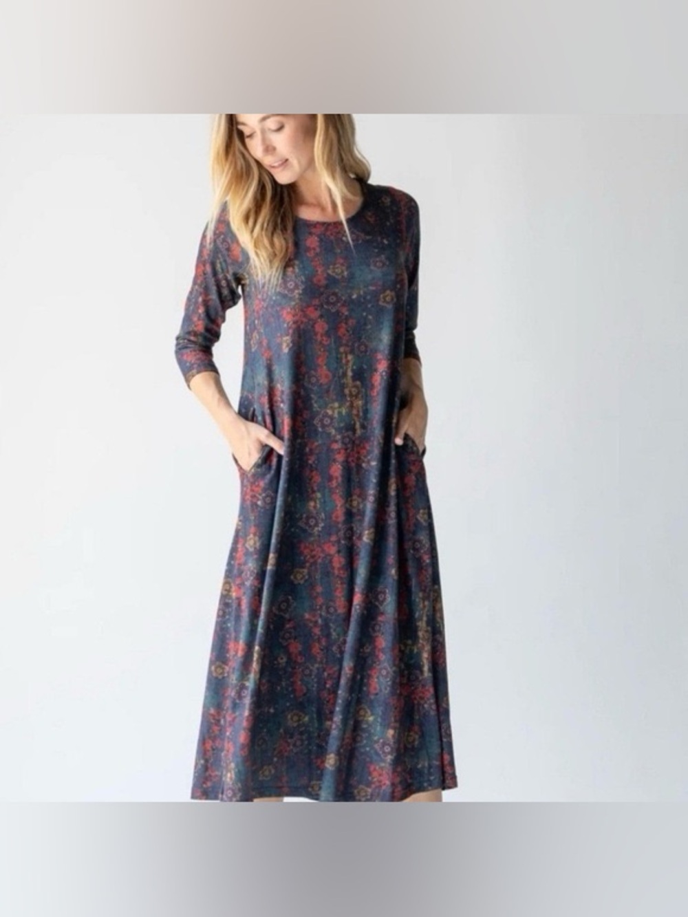 Natural Life Lottie Knit Dress Size Large Floral Boho Print